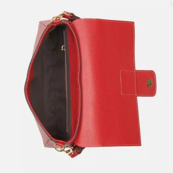 Divina Firenze Italy Red Leather Shoulder Crossbody Bag with Gold Snake Tab - Picture 16 of 16